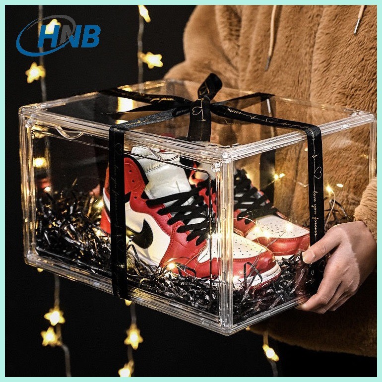 HNB Magnetic Shoe Rack Acrylic Shoe Box Front Drop Stackable Shoe ...