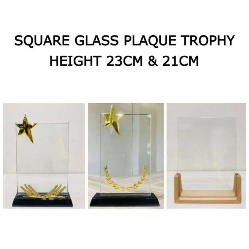 Square Glass Plaque Trophy HEIGHT 23Cm & 21Cm ( CUSTOMIZE Available ...