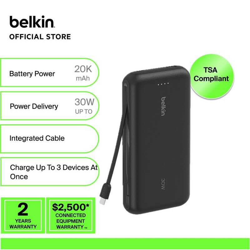 Belkin BoostCharge 20K Power Bank (integrated cable)