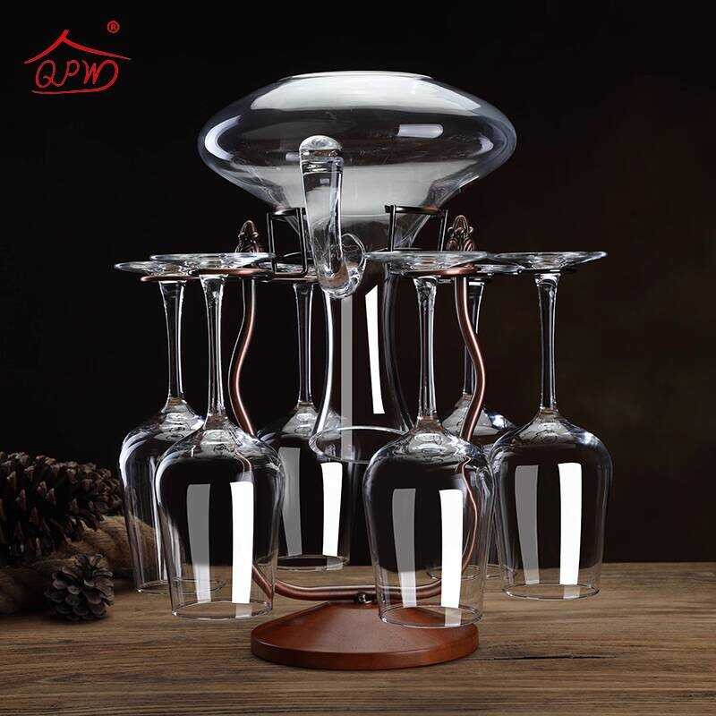 Creative Solid Wood C-Shaped Red Rack Decanter Stand Inverted Highball ...