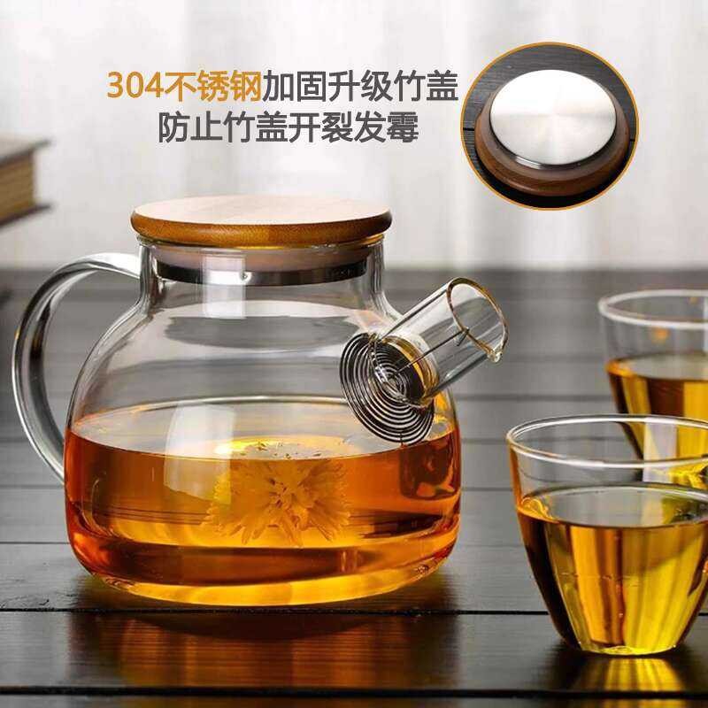 Transparent Glass Teapot Set for Boiling Fruit Tea, Direct Open Flame ...