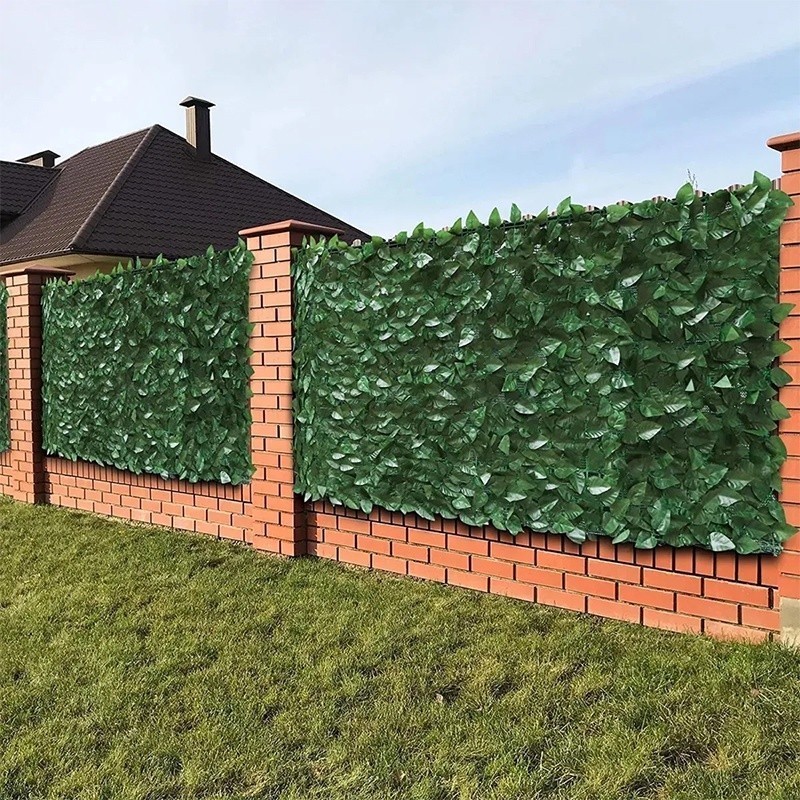 Artificial Leaf Hedge Panels Faux Greenery Privacy Fence Grass Wall for ...