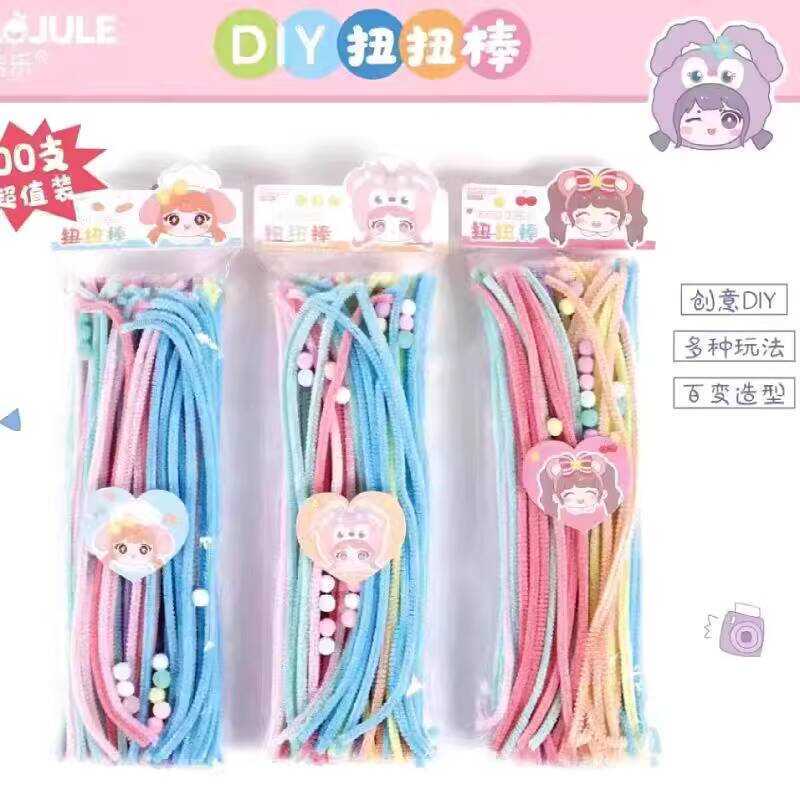 Colorful DIY Twisted Rods Glitter Stems Wave Chenille Sticks Children's ...