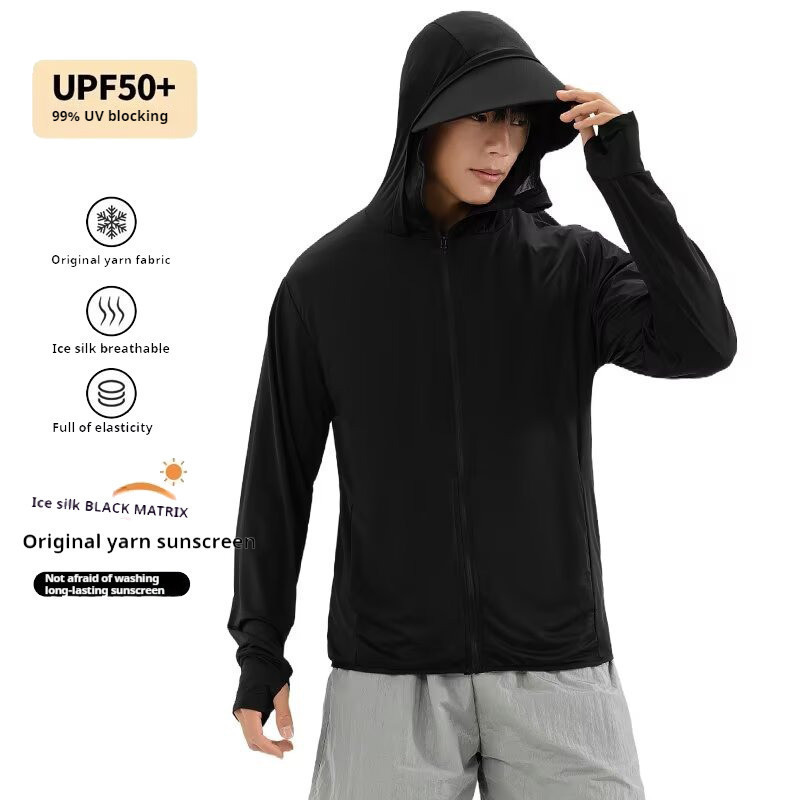 ZENOX Unisex UPF 50+ Ice Silk Mesh Breathable Zip Hoodie Summer Cooling ...