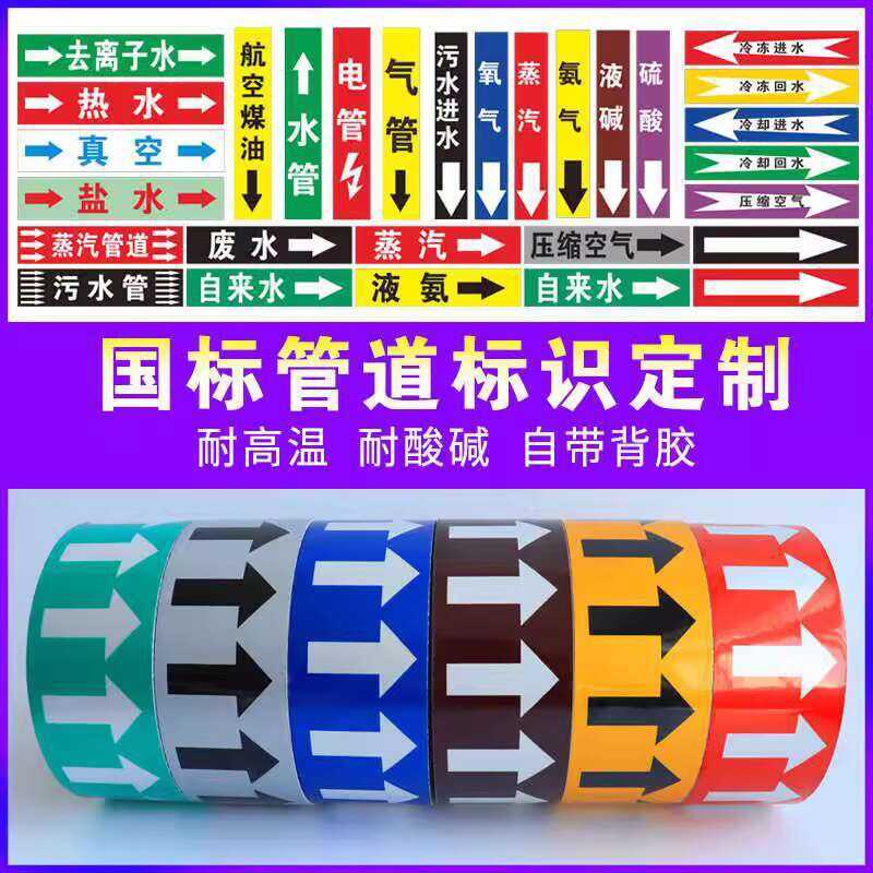 Pipeline Identification Stickers Adhesive Reflective Film Labels Flow ...