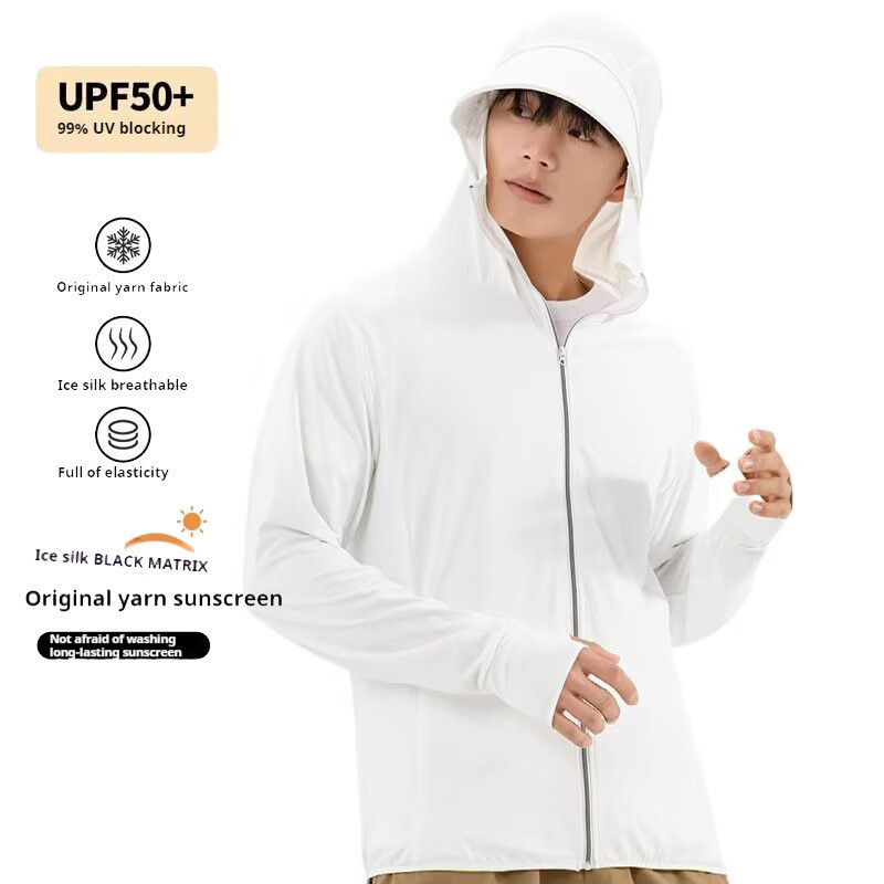 ZENOX Unisex UPF 50+ Ice Silk Mesh Breathable Zip Hoodie Summer Cooling ...