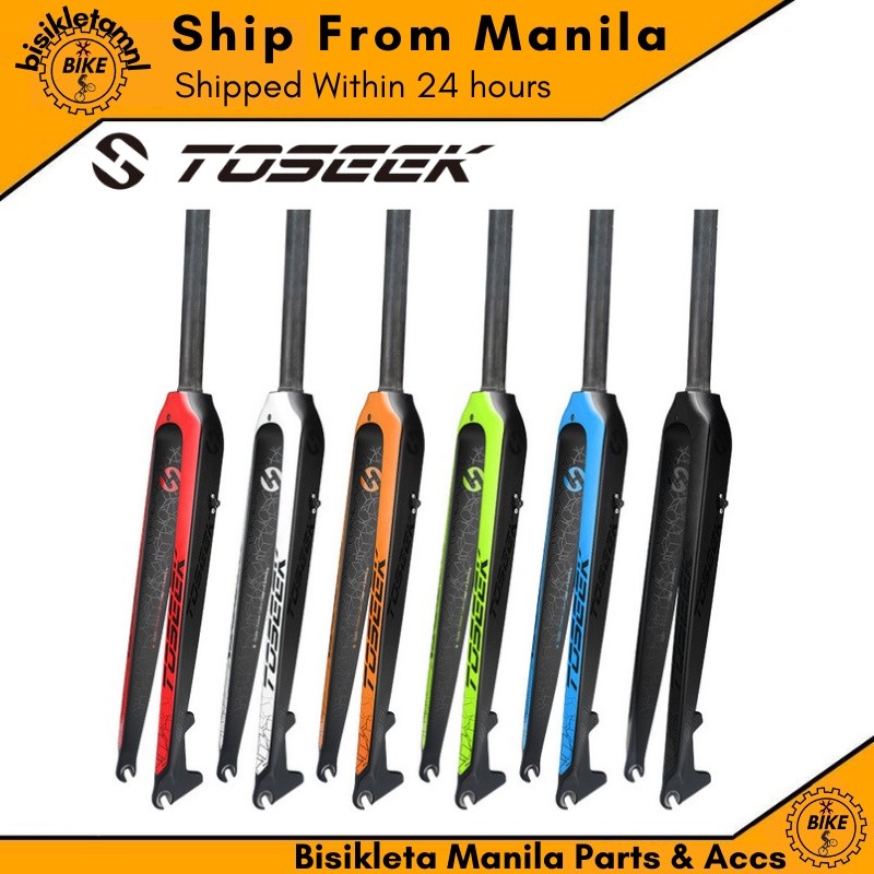 TOSEEK MTB Carbon Fiber Bike Non-Tapered / Tapered Rigid Fork Fit 26 / ...