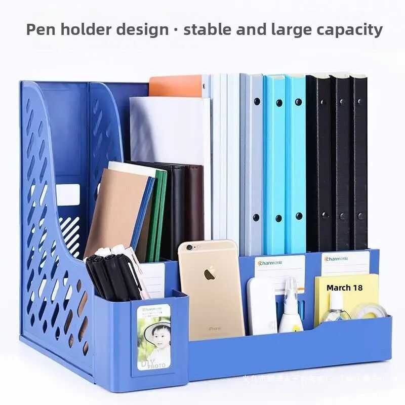 Thickened Four Column File Holder With Pen Tray Office Desktop Document ...
