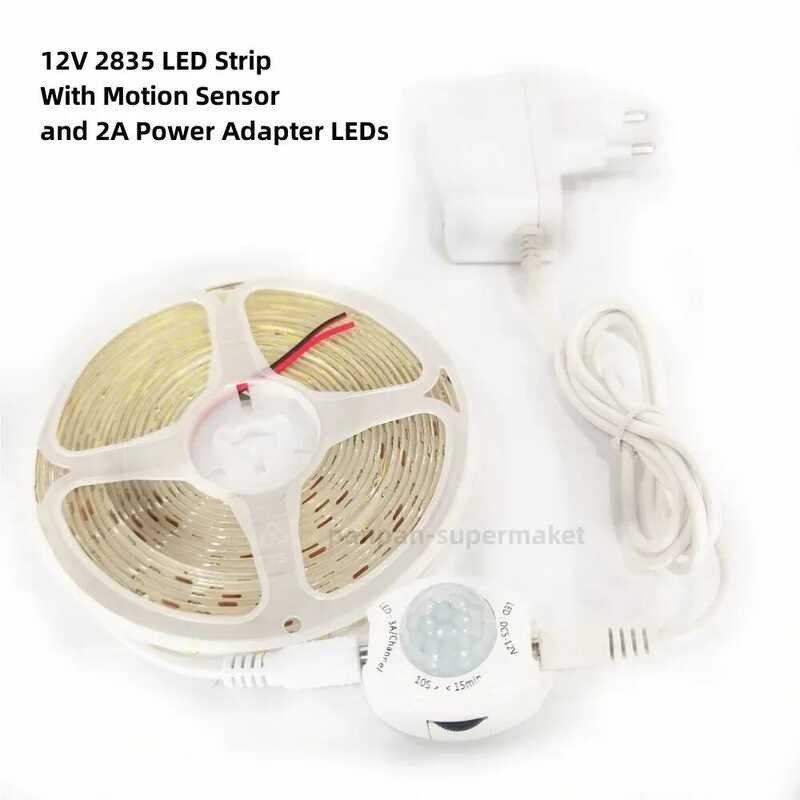 W P Wireless PIR Motion Sensor LED Strip Light 12V Auto On/Off Stair ...