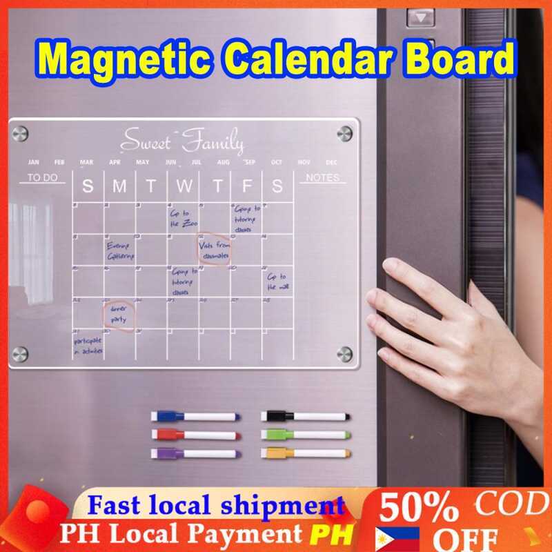 Clear Acrylic Magnetic Calendar Board Planner Daily Weekly Monthly ...