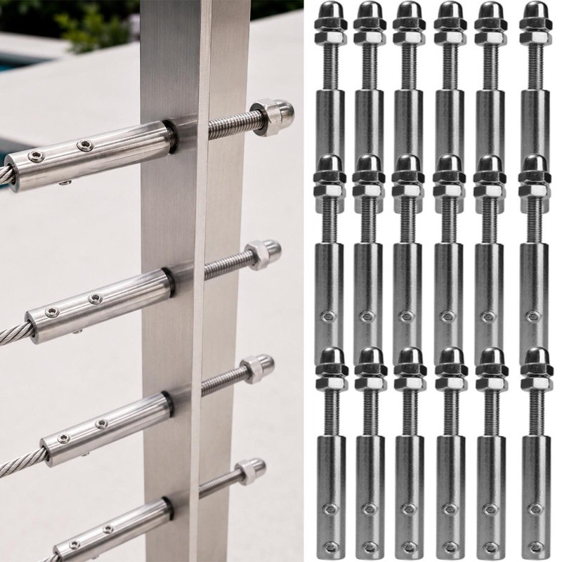 1-2Pcs Stainless Steel Wire Rope Fixing Lock - Cable Railing Screw ...