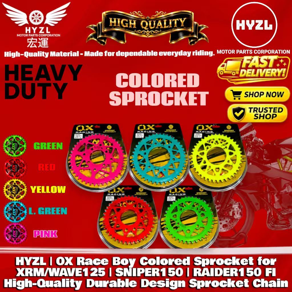 HYZL OX Race Boy Colored Sprocket for R150 Sniper 150 Wave 125 XRM 125 ...