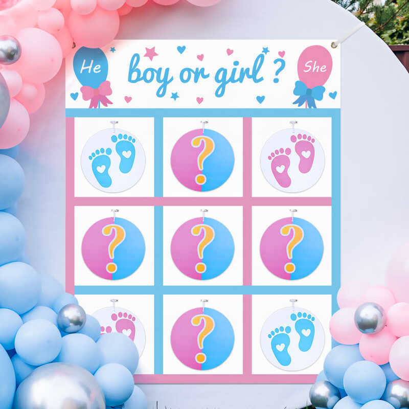 Gender Reveal Games Tic Tac Toe Board Game With 10 Boy Or Girl Signs ...