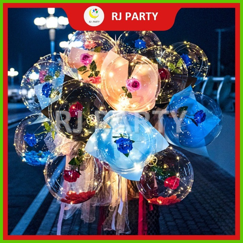 RJParty Balloon LED Rose Bouquet Bobo Luminous Balloons Wedding ...