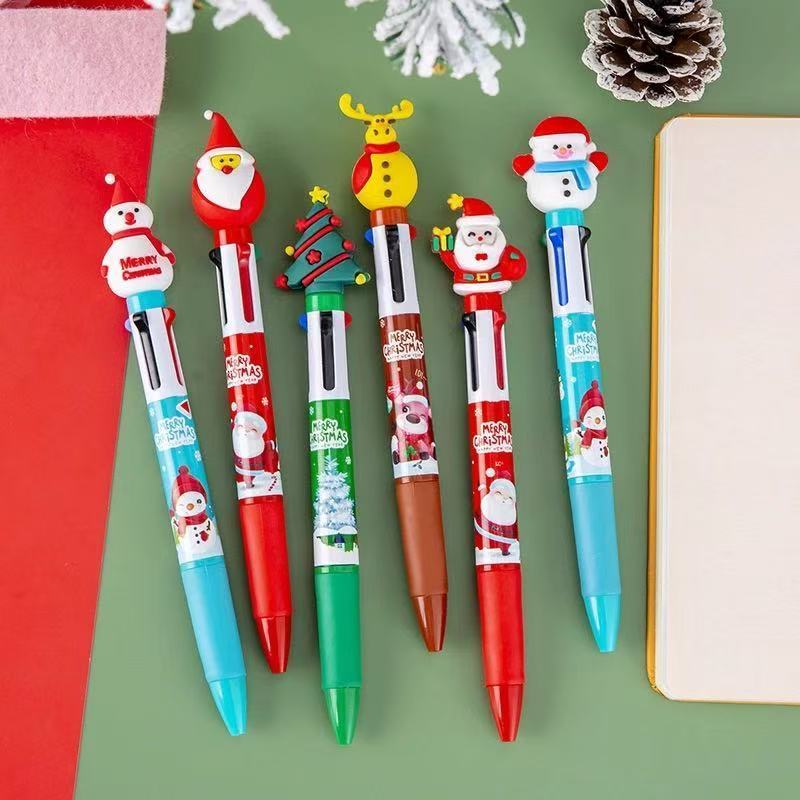 1pc Christmas Cartoon Multi-Color Ballpen 6-in-1 Cute Santa Snowman ...