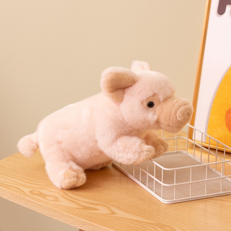 Lifelike Pink Pig Plush Toy Super Soft Fluffy Realistic Pig Stuffed ...