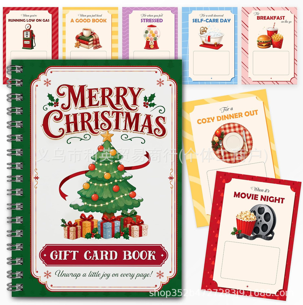 New Holographic Christmas Gift Card Booklet, Xmas Greeting Collectible ...