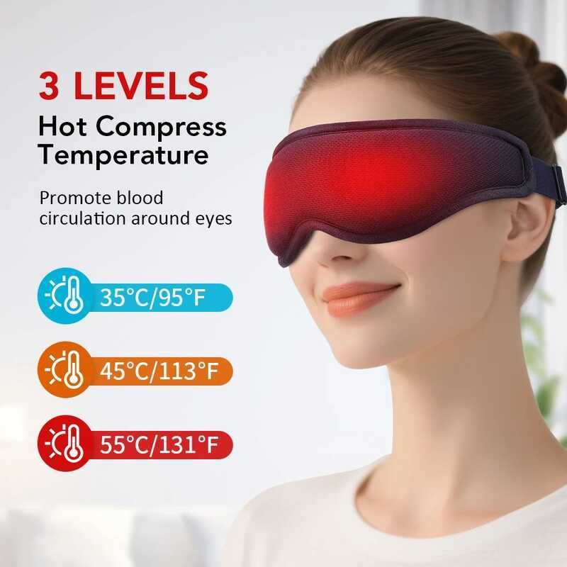 Hot Compress Electric Steam Mask 3-Level 3D Massage Constant ...