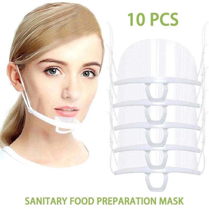 10Pcs Transparent Sanitary Open Mask For Full Face Protection Food Work ...