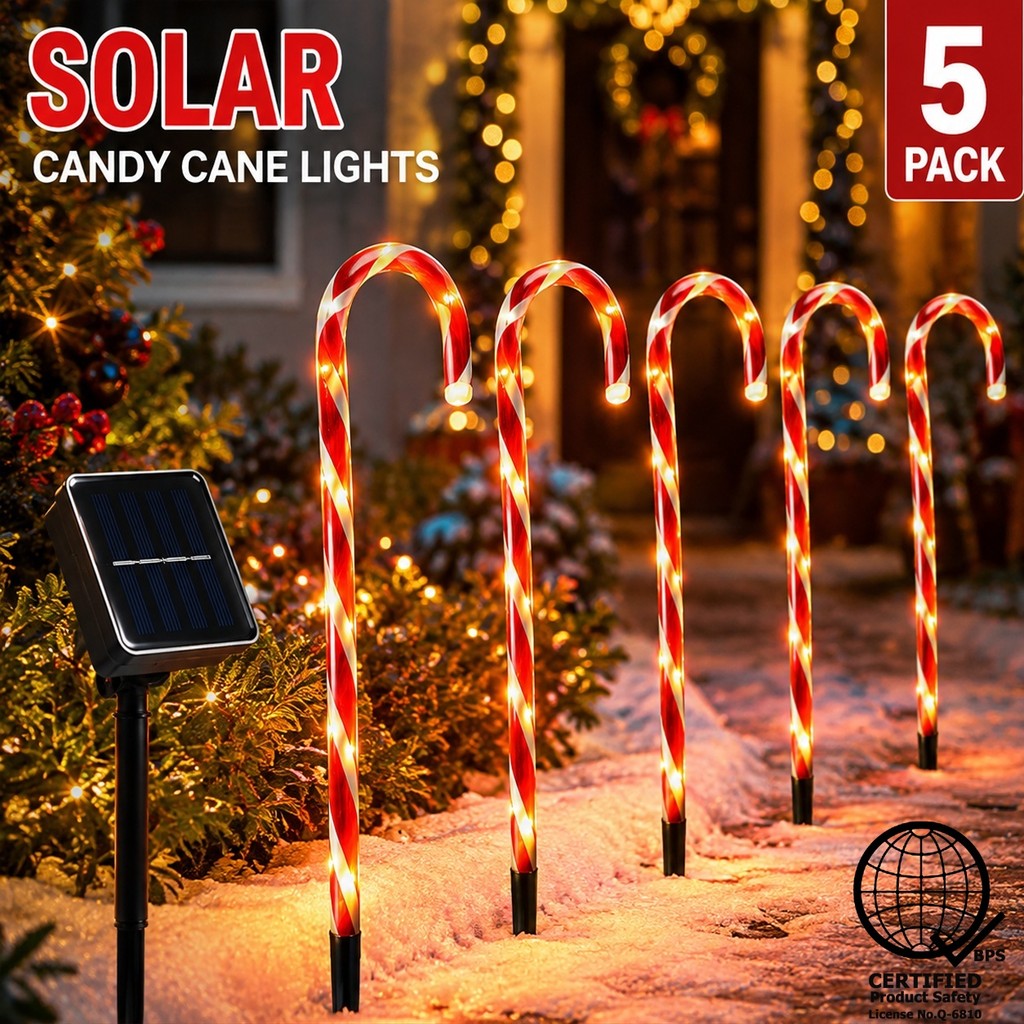 LED Solar Christmas Candy Cane Light Outdoor Decor Lights | Shopee ...