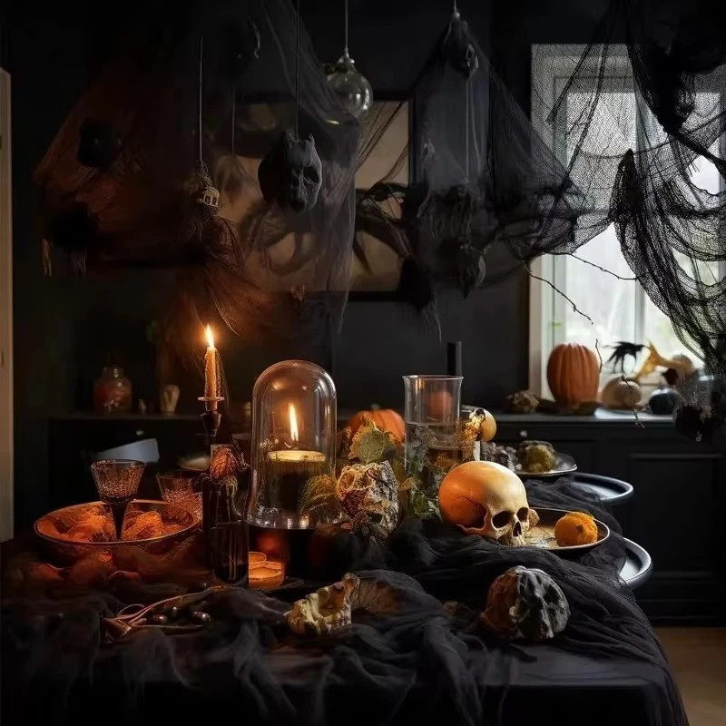 Halloween Black Horror Gauze|Halloween Party Decorations|Scary Haunted ...