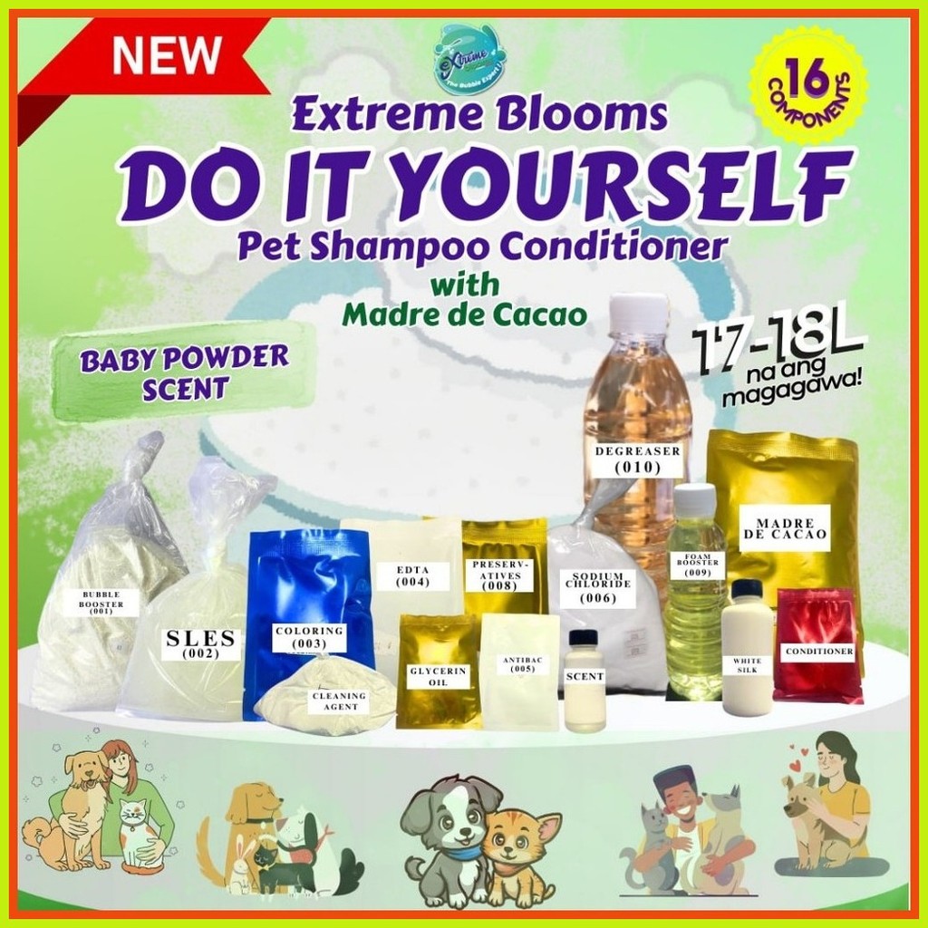 Premium Pet Shampoo Negosyo DIY Kit with Madre de Cacao and Conditioner ...
