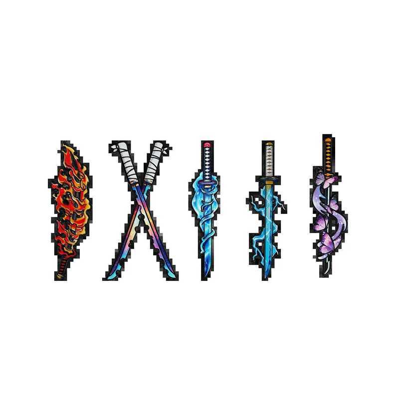 4/9pcs Demon Slayer Nichirin Sword Enamel Pin Set Anime Katana