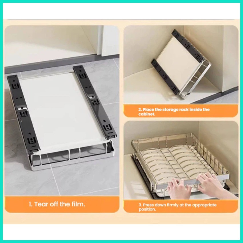 Pull Out Dish Rack Under Cabinet Stainless Steel Sliding Plate Bowl ...