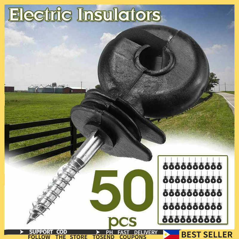 50Pcs/Set Electric Fence Offset Hook Screw Nut Wood Post Ring Insulator ...