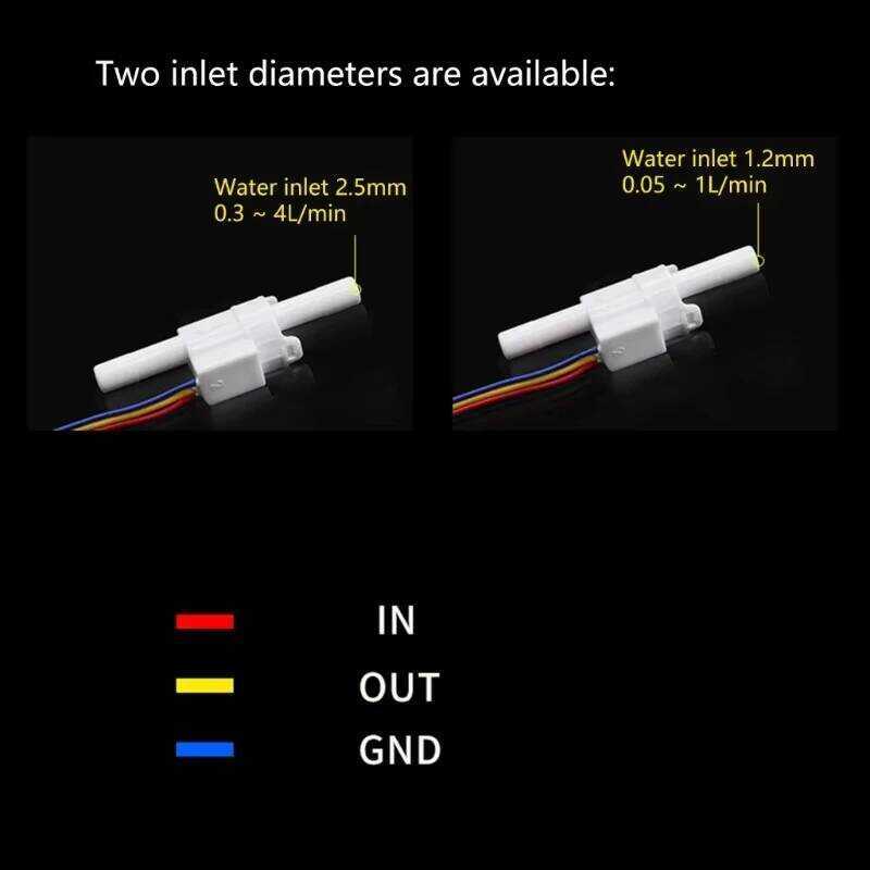 Effect Hall Mini Water Flow Sensor Tm02 Tm03 Pulse Output 3.5‑24V ...