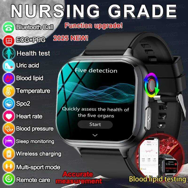 New 2025 For Android iOS Health Care ECG+HRV Smart Watch Blood lipids ...