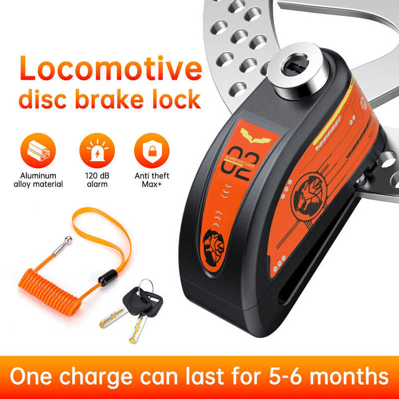 120Db Motorcycle Disc Lock Bike Wheel Padlock Waterproof Scooter ...