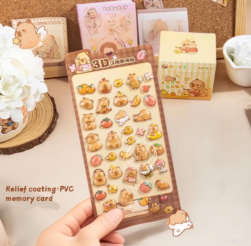 3D Cute Capybara Animal Stickers, PVC Eco-Friendly Self-Adhesive, 1 ...