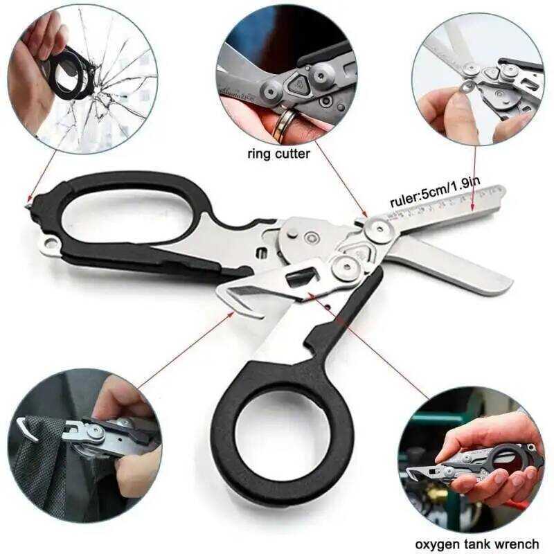 Portable 6-In-1 Multifunction Folding Stainless Steel Outdoor Survival ...