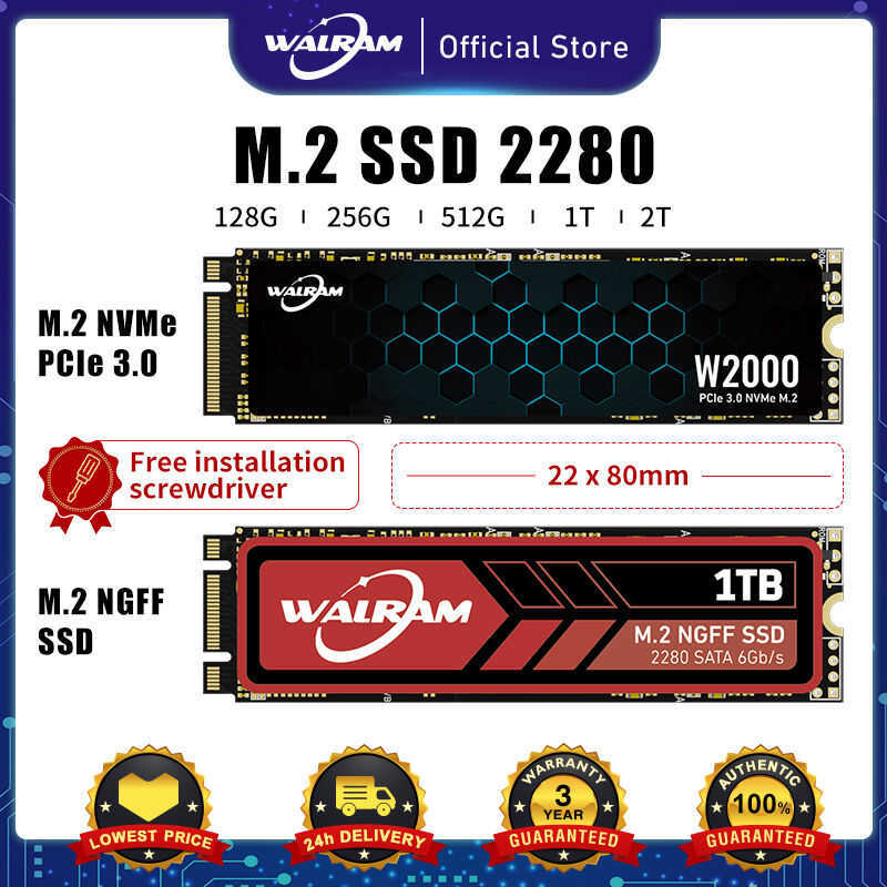 WALRAM M.2 NVME NGFF SSD 128Gb 256Gb 512Gb 1Tb Capacity Internal Solid ...