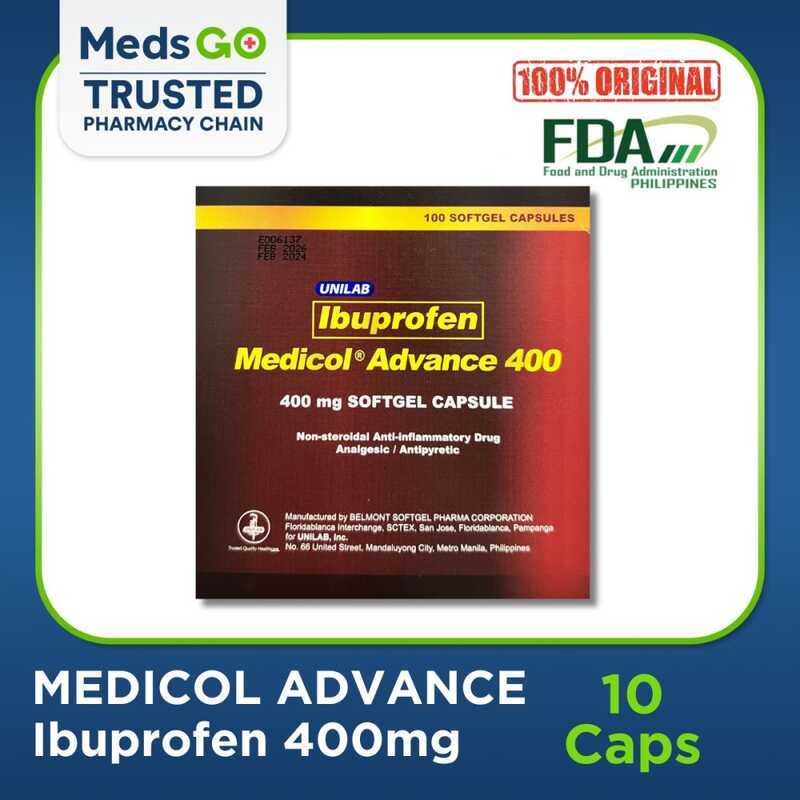 MEDICOL ADVANCE 400Mg Ibuprofen Pain Reliever - 10 Capsules 8A7 ...