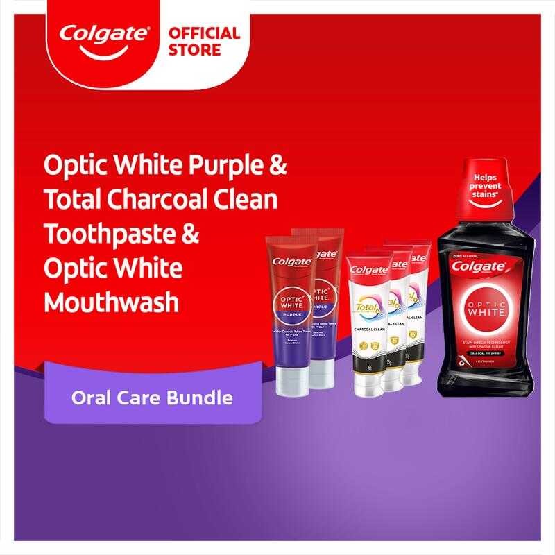 Colgate Optic White Purple 100G Twin Pack + Mouthwash Charcoal ...