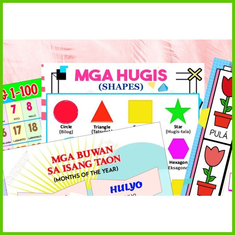 ☮ Tagalog Chart ,Kulay, Hugis, Bilang, Bahagi ng katawan, Buwan sa ...