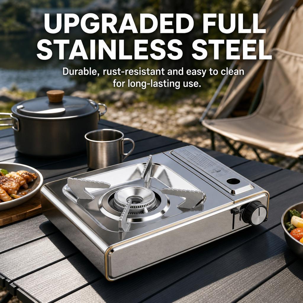 Portable Outdoor Gas Stove Stainless Steel Camping Butane Stove High ...