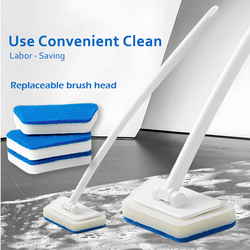 Bathroom Removable Sponge Brush Wall Brush Cleaning Brush with Rotating ...