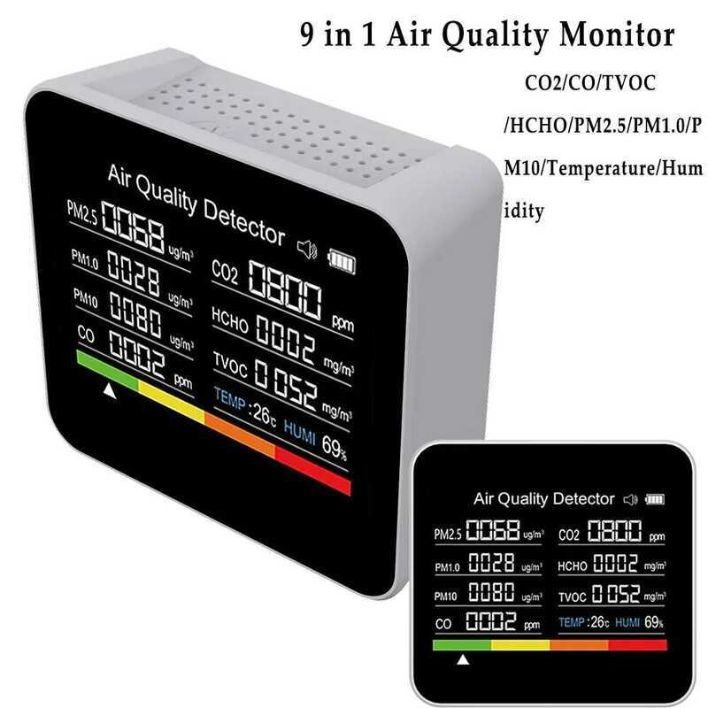 9 In 1 Air Quality Monitor Meter Carbon Dioxide Detector Co2 CO TVOC ...