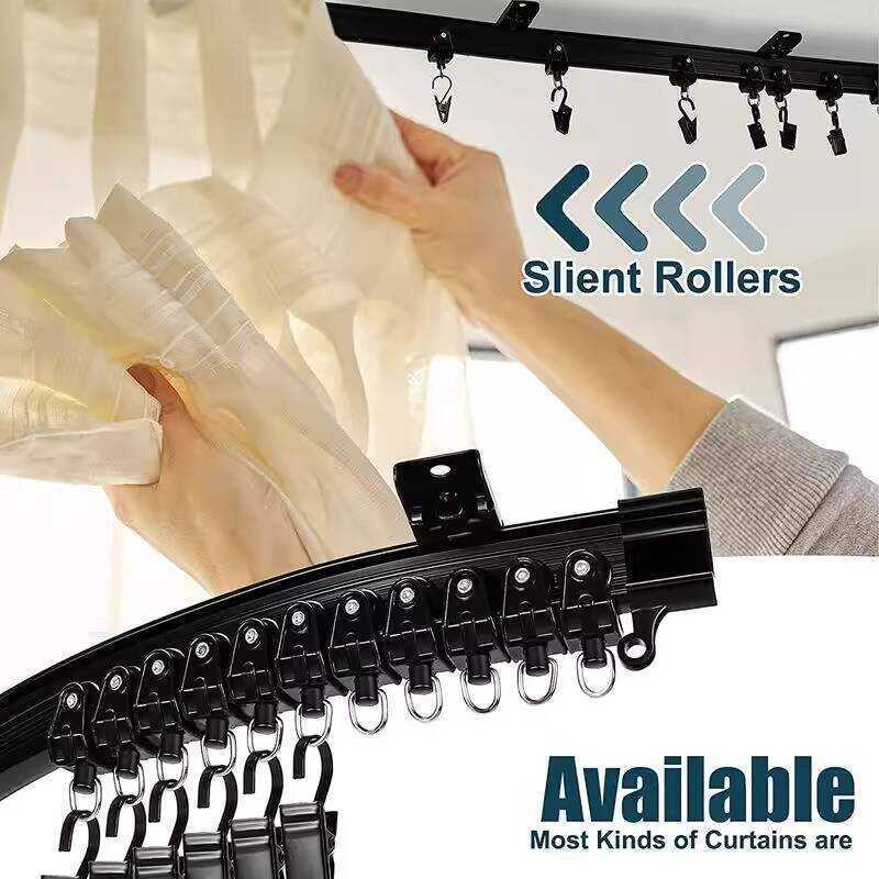 5m Black Curtain PVC Track Silent Sliding Bendable U-Shaped Plastic ...
