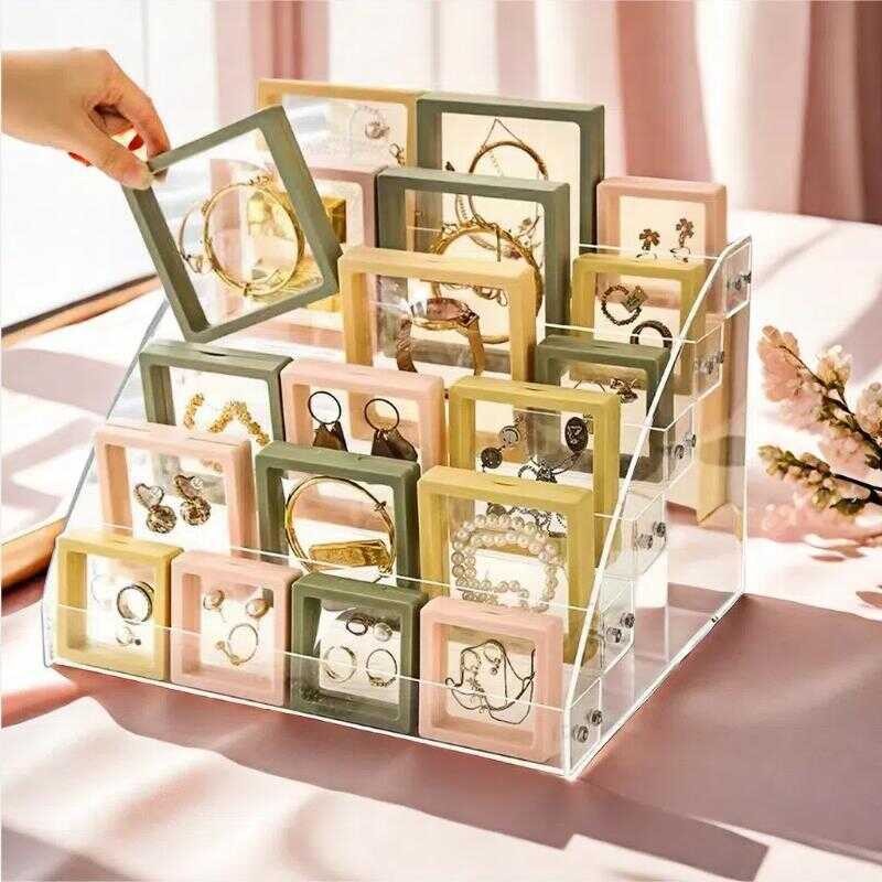 Transparent PE Film Display Box Jewelry Ring Bracelet Box Floating ...