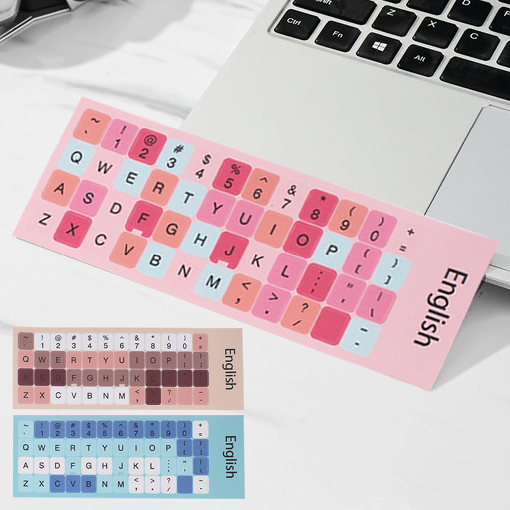 MultiColor English Keyboard Stickers Matte Finish Computer Keyboard Key ...