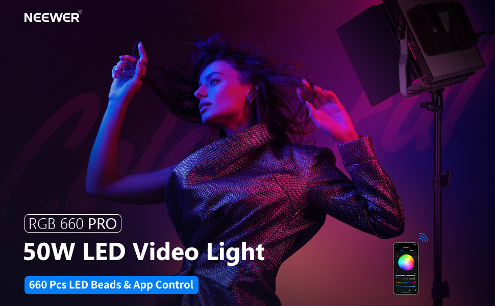 NEEWER RGB660 PRO II Led Video Light with APP Control/Barn Door/U ...
