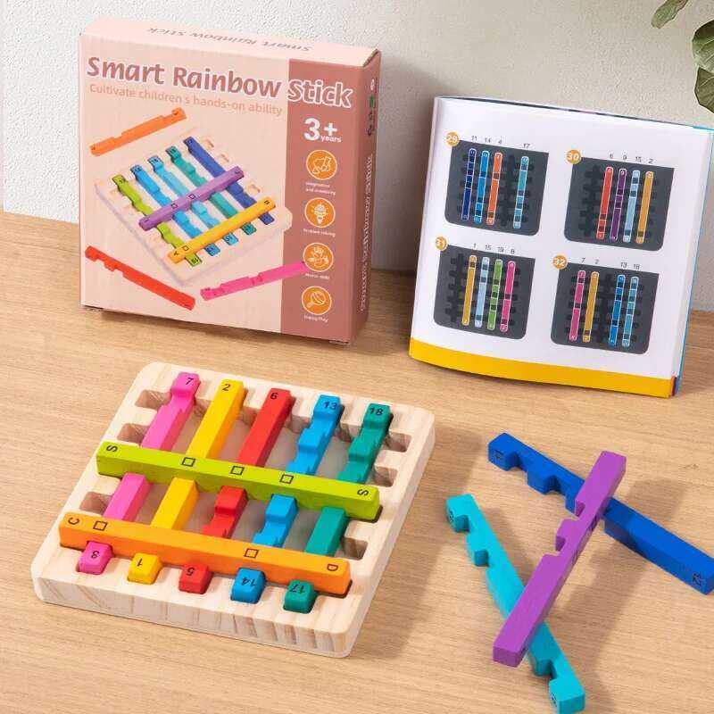Y Wooden Montessori Eduional Raiow Smart Stick IQ Brain Ser Puzzle ...