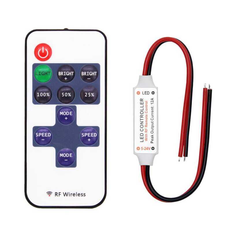 11-key Monochrome DCRF 5-24V Wireless RF Strip Light Controller LED ...