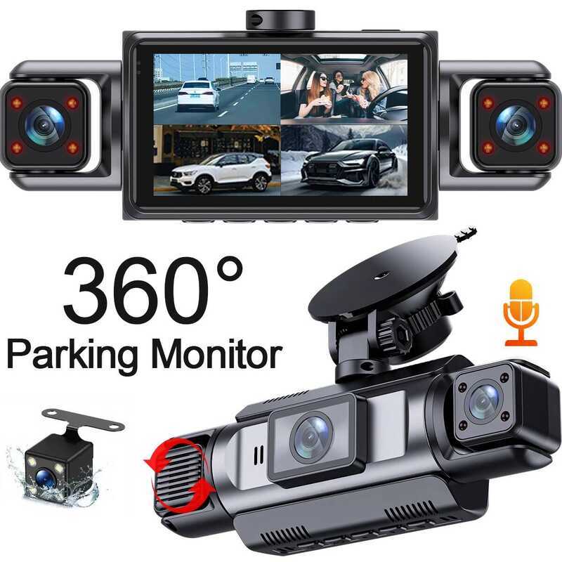 DashCam Dvr Video Recorder 4 Channels 360° WIFI Front inside Rotatable ...