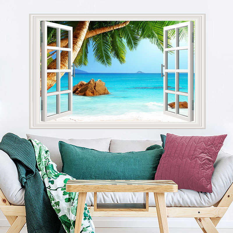 Xiyin Fake Window Wall Sticker Outdoor Natural Scenery Home Self ...