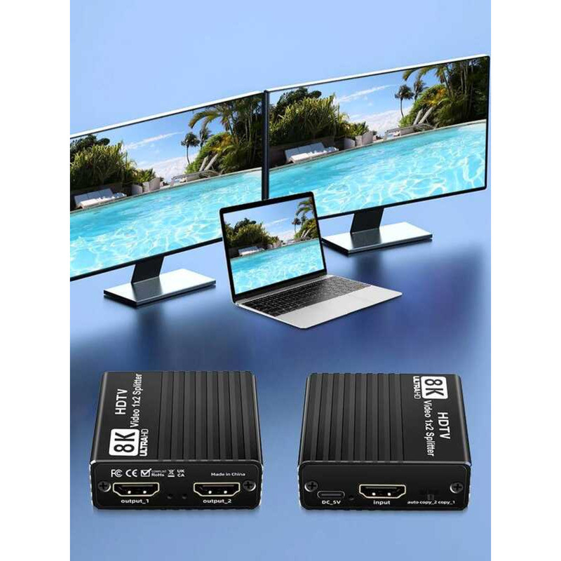 8K 2 0 Duplie/Mirror Splitter With EDID Video Distributor Hd2.1 Dual ...
